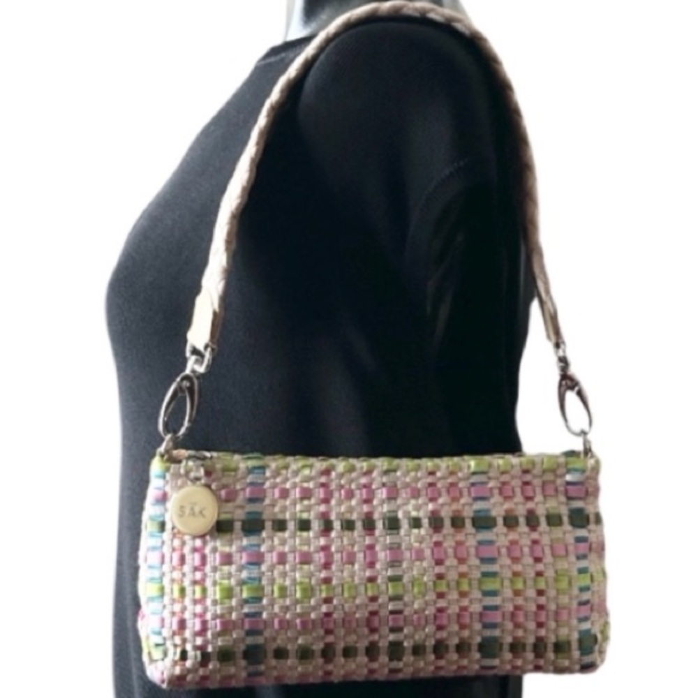 THE SAK Pastel Spring Bouquet Ribbon Basket Weave Clutch Purse Shoulder Strap - Picture 8 of 8